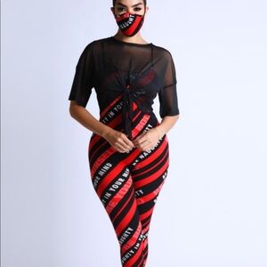 3 Piece Jumpsuit Set Mask Cardigan
